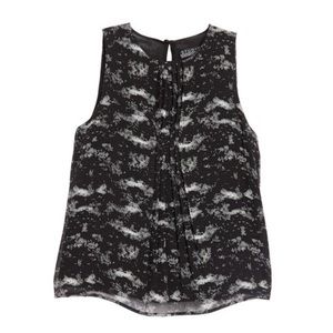 BADGLEY MISCHKA Cheri Pixelated Dot Pintuck Top XS